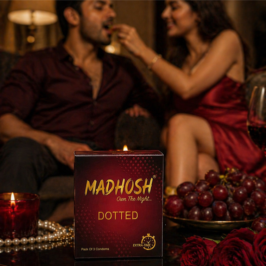 MADHOSH Dotted Condoms For Men | Extra Time Benzocaine Formula | Pack of 3
