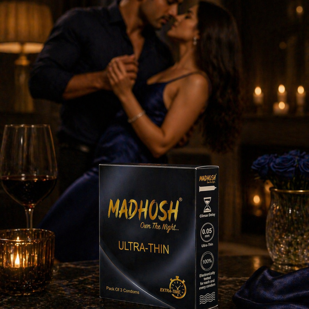 MADHOSH Ultra Thin Condoms for Men | Extra Time Formula | Pack of 3