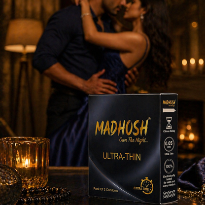 MADHOSH Ultra Thin Condoms for Men | Extra Time Formula | Pack of 3