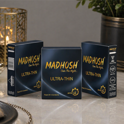 MADHOSH Ultra Thin Condoms for Men | Extra Time Formula | Pack of 3