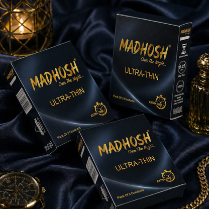 MADHOSH Ultra Thin Condoms for Men | Extra Time Formula | Pack of 3